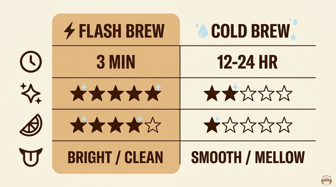 Flash brew vs cold brew 信息图