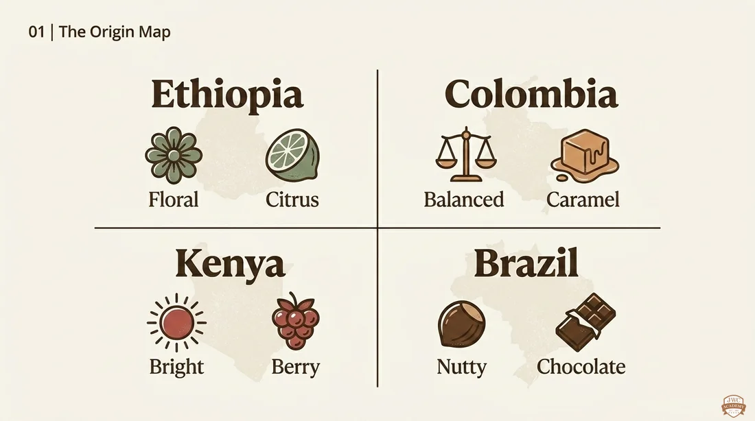 咖啡产地风味地图信息图