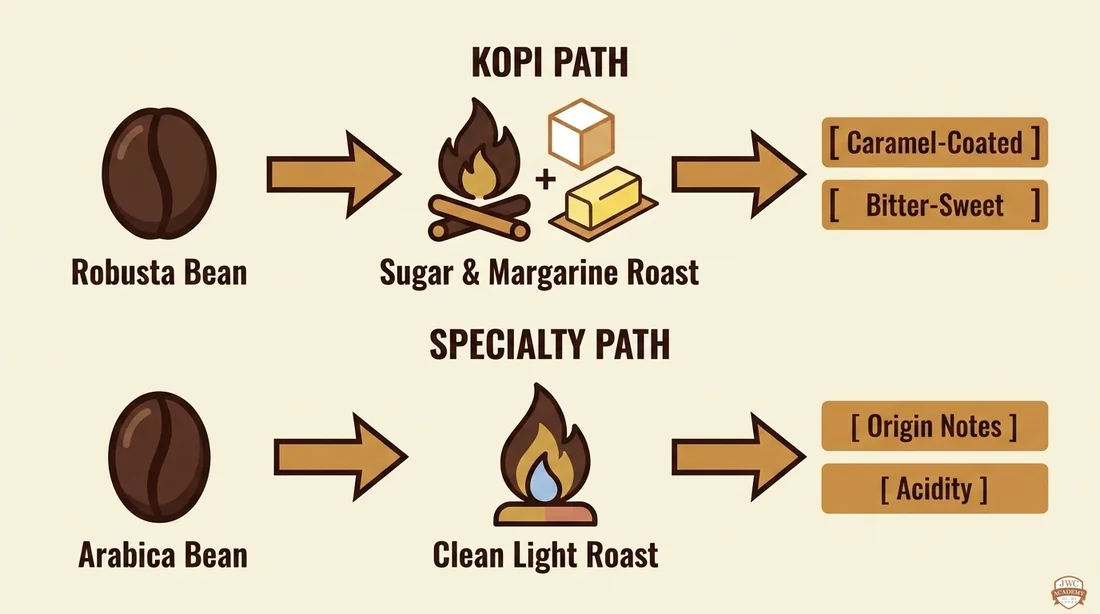 Kopi 与精品从豆到杯的两条路信息图