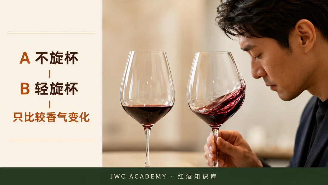 旋杯前后 A/B：只记新增或增强的香气