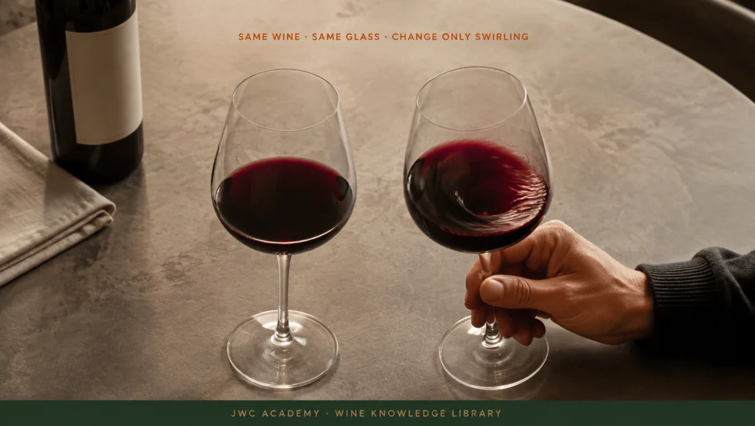 Same glass, only the method: rest → swirl → sip → compare