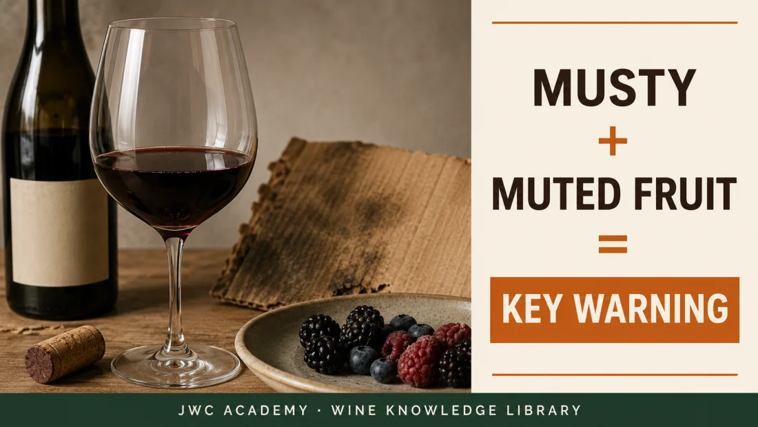 Wet cardboard + muted fruit = a cork-taint warning