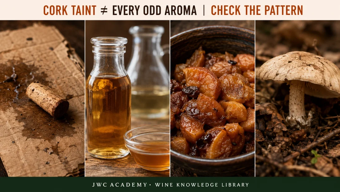 Rule out glass and environment before blaming the wine