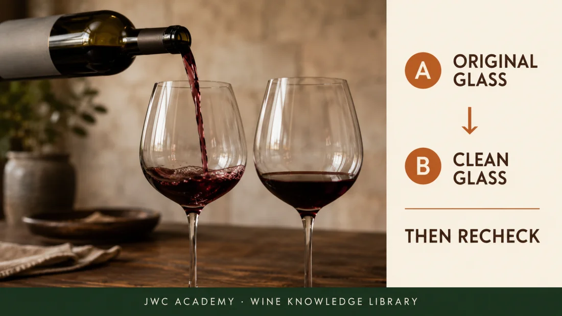 Change one variable at a time: swap the glass first (A/B)