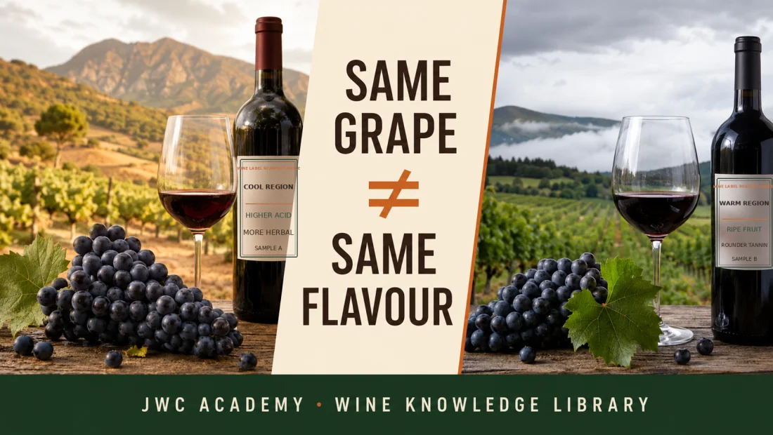 The grape is the origin, not a fixed flavour