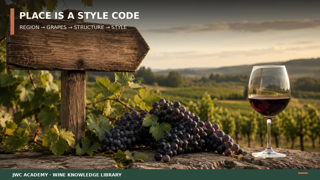 Place = compressed grape and style clues