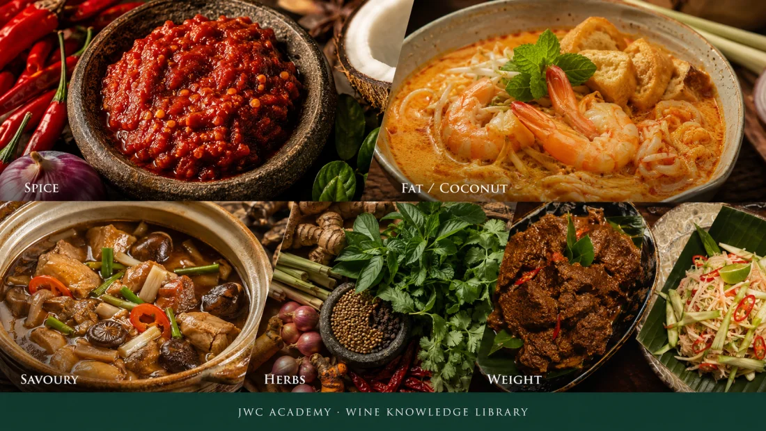 Spice / fat-coconut / savoury / herbs / weight