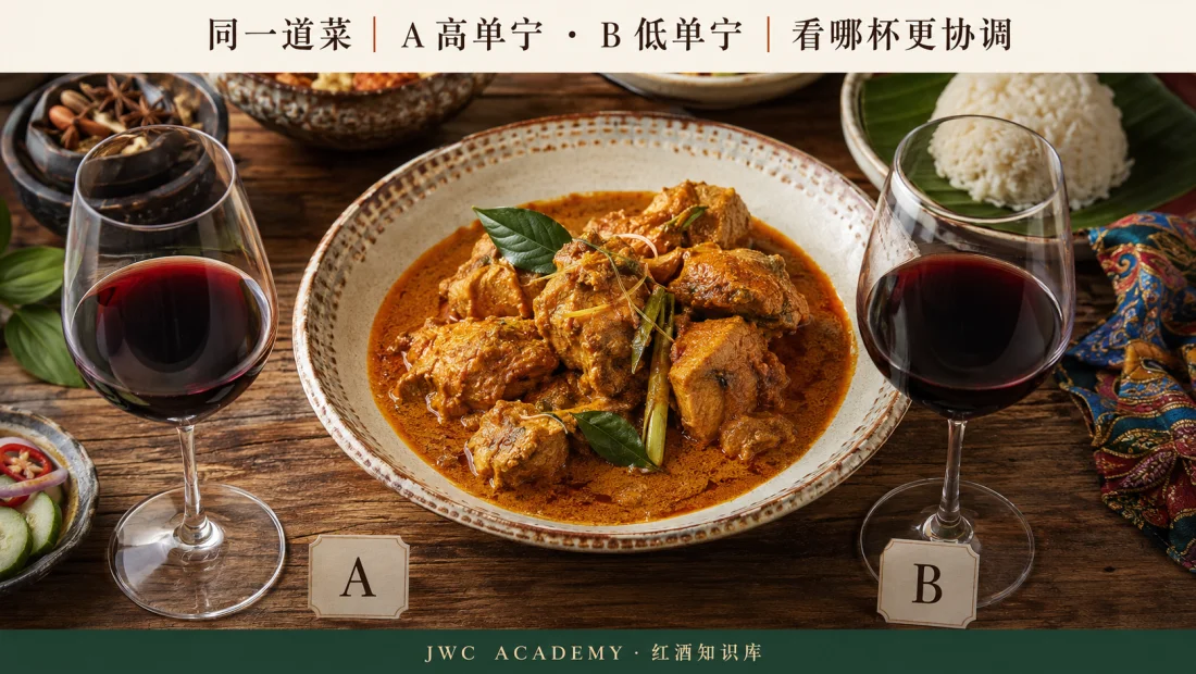 同一道菜，两杯酒 A／B 对比